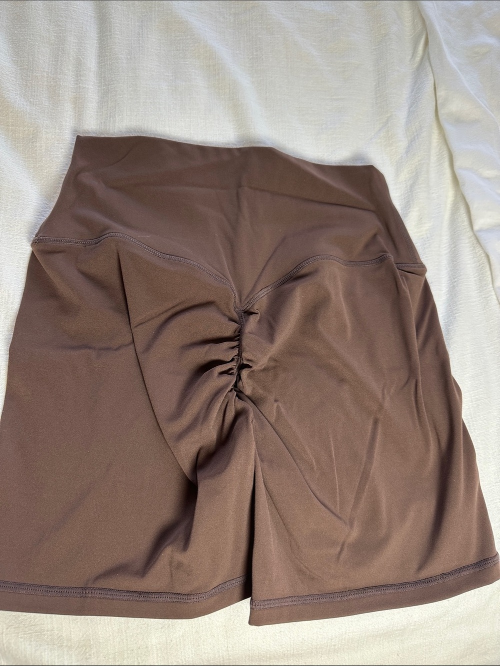 High-Waist Brown Scrunched Athletic Shorts